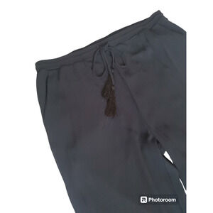 H & M Blue Wide-Leg Draw String Business Casual Pants Sz 12